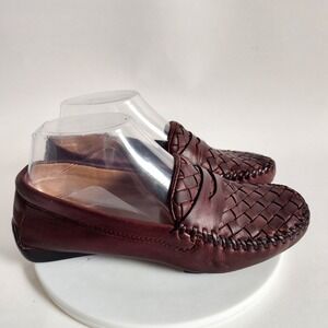 Robert Zur Penny Loafers Size 6.5 Driving Buttery Leather Woven Leather Slip On